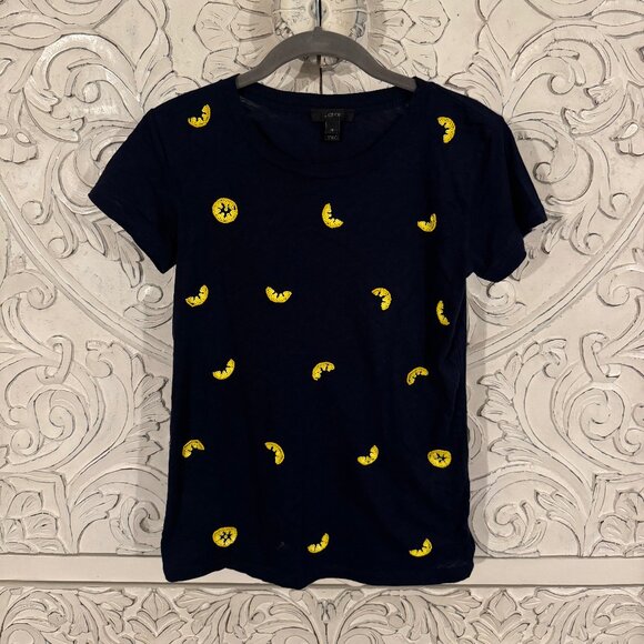 J.Crew Navy Sequin Lemon Tee – XS - Picture 2 of 3